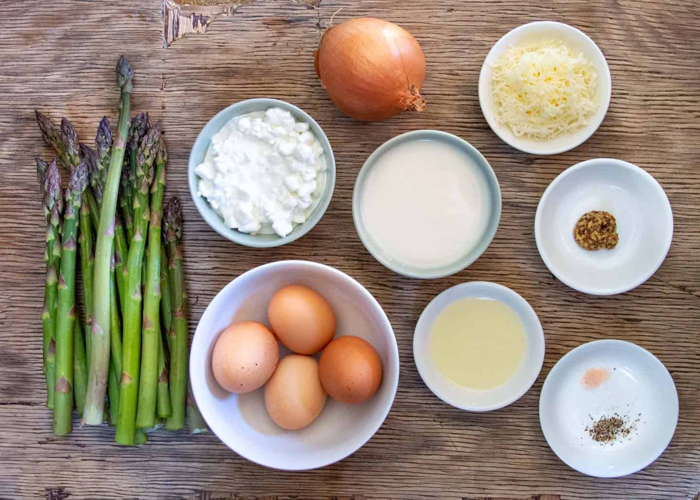 Ingredients for Crustless Asparagus Quiche