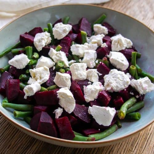 Cold Beet Salad with Goat Cheese on top