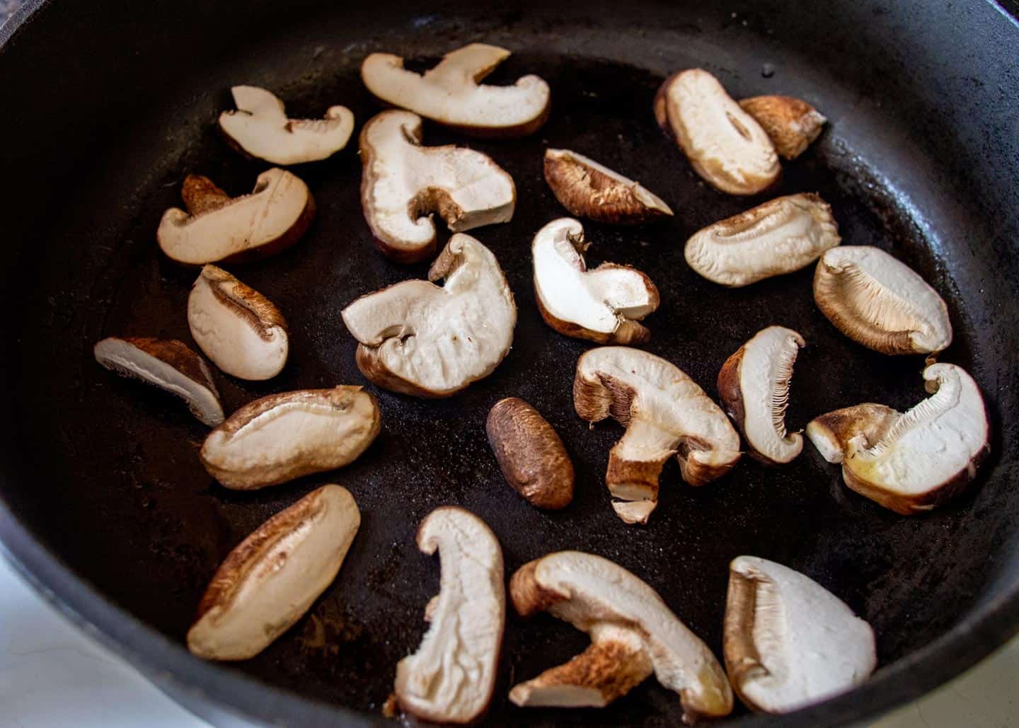 Mushrooms in frying pan