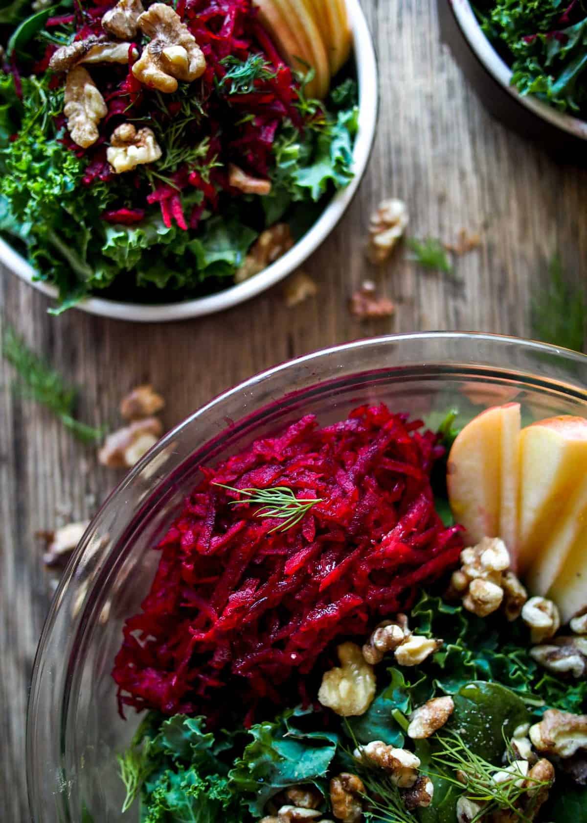 Raw Beetroot Salad - In Glass Bowl