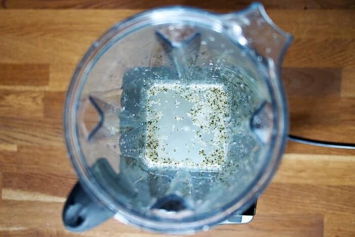 Nutrition Facts - Hemp Seeds in Vitamix Blender and Water