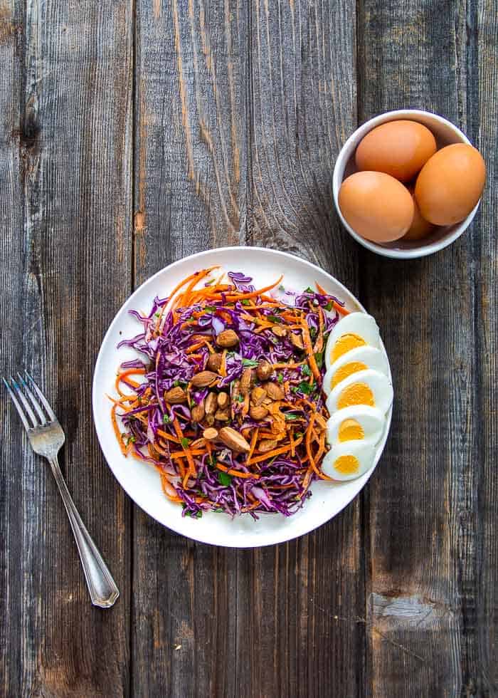 Eggs In A Bowl with Sliced Eggs On Salad