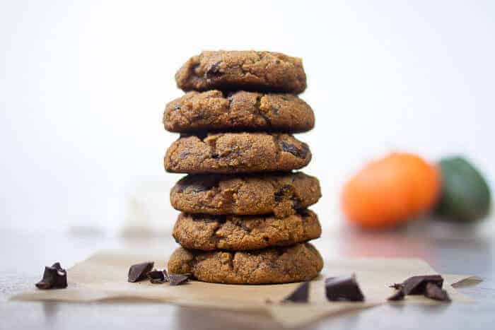 Stacked Soft Pumpkin Cookies with Chocolate Chips Sprinkled