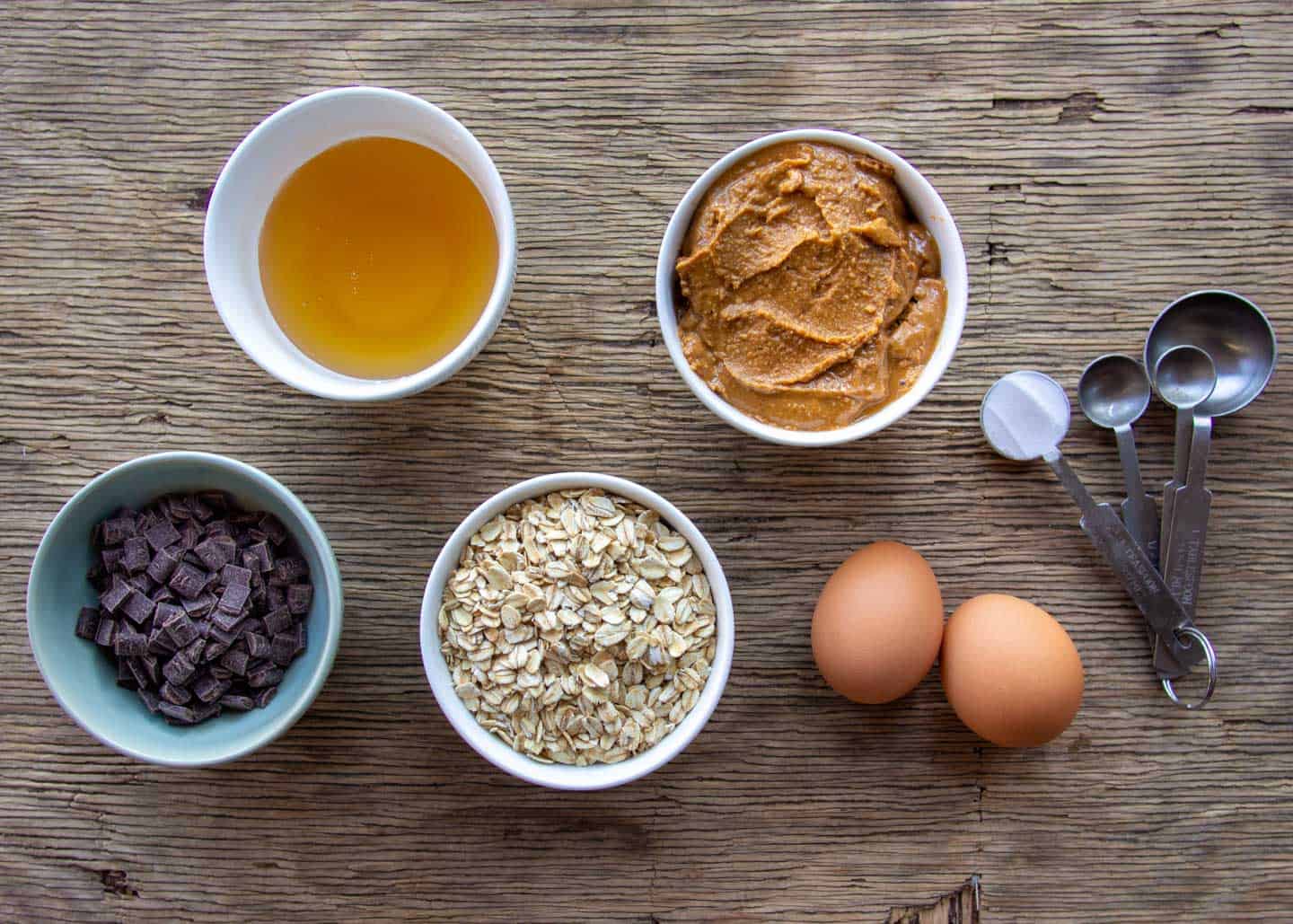 Ingredients for peanut butter oatmeal cookies